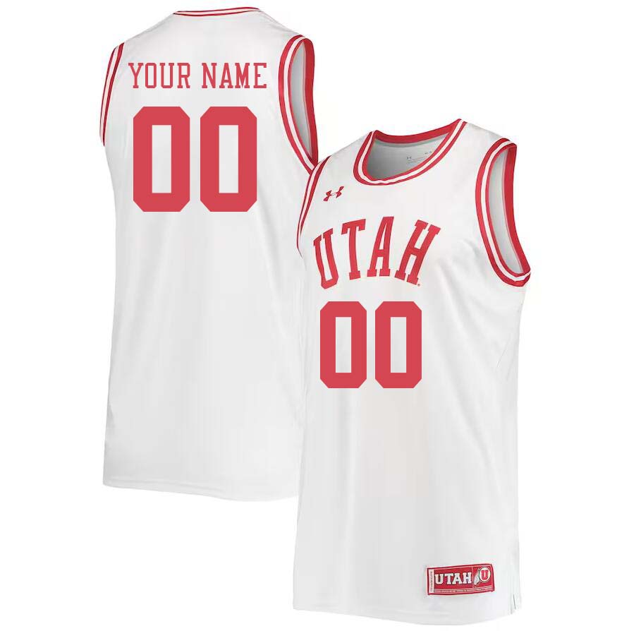 Custom Utah Utes Name And Number College Basketball Jersey Stitched-White